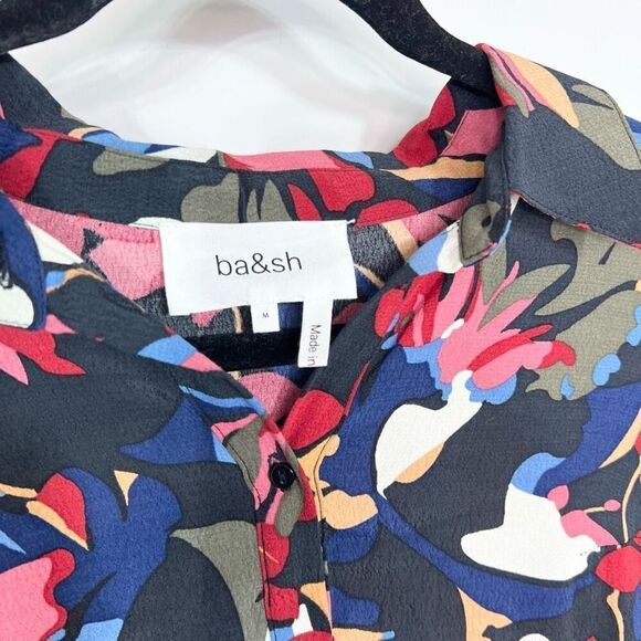 Ba&sh Shirt Dress Womens Medium Multicolor Catty Floral Long Sleeve Artsy - Picture 3 of 12